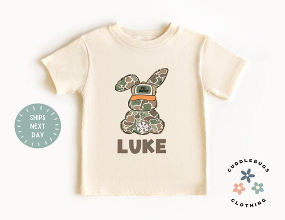 Boys Easter Shirt - Personalized Name Camo Easter Boys Shirt - Cute Boy Easter Gift - Custom Name Toddler Boy - Gift For Boy - Easter Photo