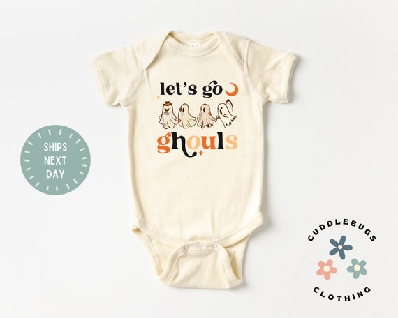 Let's Go Ghouls Baby ONESIES® Bodysuit - Funny Ghosts Halloween Baby Bodysuit - First Halloween - Baby Boy Girl Gift - Natural Baby Bodysuit
