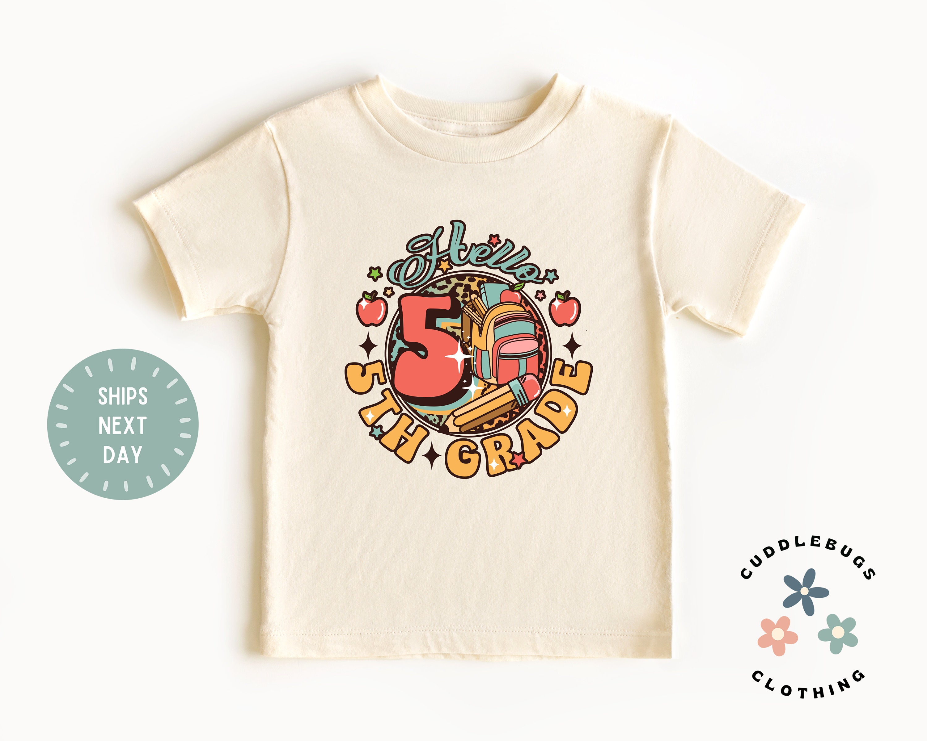 Hello Fifth Grade Shirth - Back to School Shirt - First Day of School Shirt - 5th Grade Tee - Retro School Shirt Boy Girl Gift