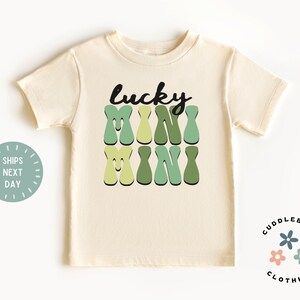 Lucky Mini Toddler Shirt - Retro St Patrick&#39;s Day Kids Tee - Cute Lucky Mini Mini Irish Holiday Tee - Natural Kids Toddler Tee