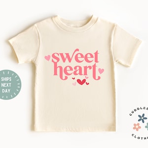 Valentines Day Sweetheart Kids Tee - Sweetheart Toddler Girl Valentines Day Shirt - Gift for Girl - Birthday Girl - Natural Kids Tee