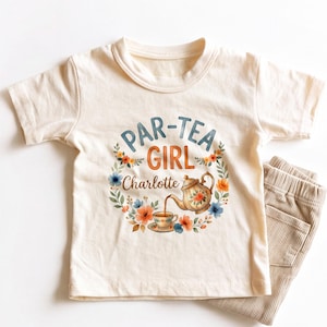 Personalized Par-Tea Girl Kids Shirt - Custom Tea Party Birthday Toddler Tee