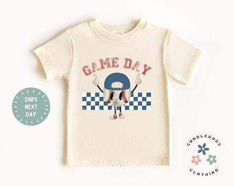 Game Day Baseball Toddler Shirt - Cute Retro Baseball Tee - Game Day Shirt - Baseball lover - Gift for Toddler - Natural Toddler Tee