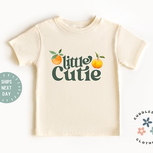 Little Cutie Toddler Shirt - Retro Orange Kids Shirt - Cute Girls Fruit Tee - Natural Kids Tee - Summer Shirt