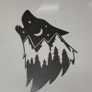 Wunderschönes Howling Wolf Metall Wandkunst Schild aus 2mm Stahl & Pulverbeschichtet, Wildtier, Wolf, Wolf, Geschenk, UK