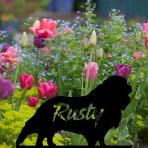 Decorazione da giardino in metallo Cavalier King Charles Spaniel personalizzata con il nome di un cane, 3 dimensioni, regalo ideale per un amante dei cani, memoriale, tomba