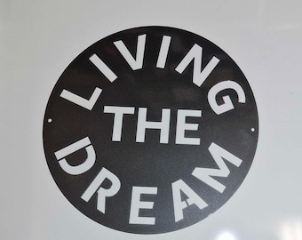 Living the Dream Metall Wand Kunst Schild aus 2 mm Stahl, Metall Wand Kunst, Bar Schild, Bar, Mancave, Schuppen, Geschenk, Geschenk, UK