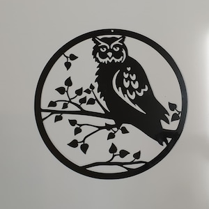 Eule Metall Wandkunst Design aus 2mm Stahl & Pulverbeschichtet, Greifvogel, Eulen, Natur, Wanddekoration, Geschenk, UK