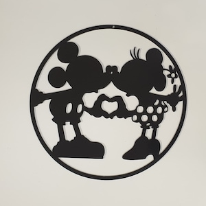 Arte de pared de metal de Mickey y Minnie Mouse, letrero inspirado en Disney hecho de acero de 2 mm, regalo para amantes de Disney, regalo para niños, dibujos animados, regalo, presente, Reino Unido
