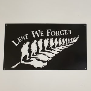 Fern Leaf made up of Soldiers Lest We Forget Metal Wall Art Sign, British Army, Armed Forces, Veteran, War Memorial, Remembrance, WW1, WW2
