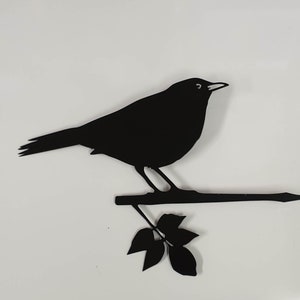 Blackbird on a Branch Metal Tree or Fence Decoration, Garden Lover, Garden Art, Metal Bird, Metal Birds,  Black, Steel, Gift, Present, UK