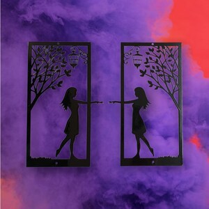 Female Couple Metal Wall Art Sign made from 2mm Steel  Powder Coated in Black, Present, Gift, LGBTQ+, Mrs & Mrs, Gay Couple, Wedding Gift
