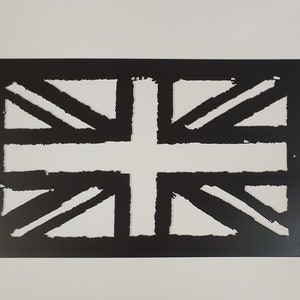 British Union Flag Grunge Metal Wall Art made from 2mm Steel & Powder Coated in Black, Union Jack, Flag, Mancave, Present, Gift, UK