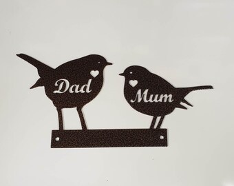 Robin Metal Fence Topper with Dad & Mum, Garden Decoration, Garden Art, Bird, Robin Redbreast, Bird Lover, Present, Gift, UK
