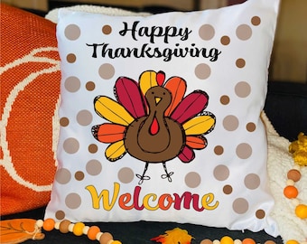 Funda de almohada de Acción de Gracias / Funda de almohada de pavo