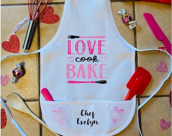 Personalized Kids Baking Apron | Heart Design, Chef Gift