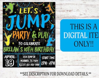 Boys Jump Party Invitation | Trampoline Birthday Invitation | Jump Digital Invitation | Trampoline Digital Invitation | Print From Home