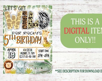 Wild Zoo Birthday Invitation | Animal Theme (Digital Download)