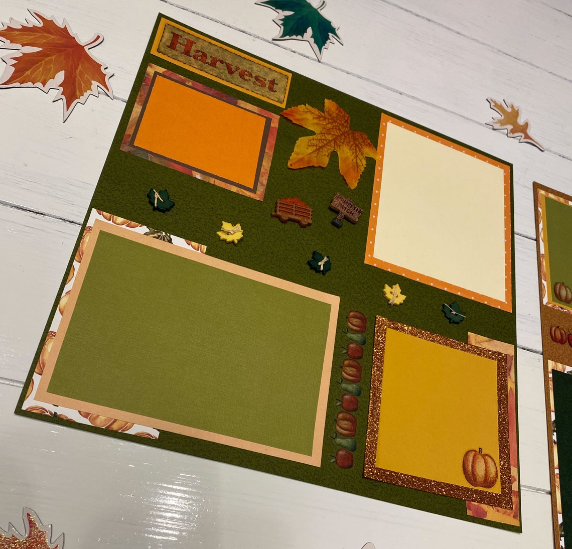 12X12 FALL Scrapbook Page 12X12 Premade Scrapbook Page Embellished