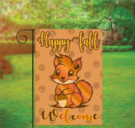 Hzppyz Herbst-Eichhörnchen-Gartenflagge – Doppelseitig, Wetterfest, Für Hof & Terrasse