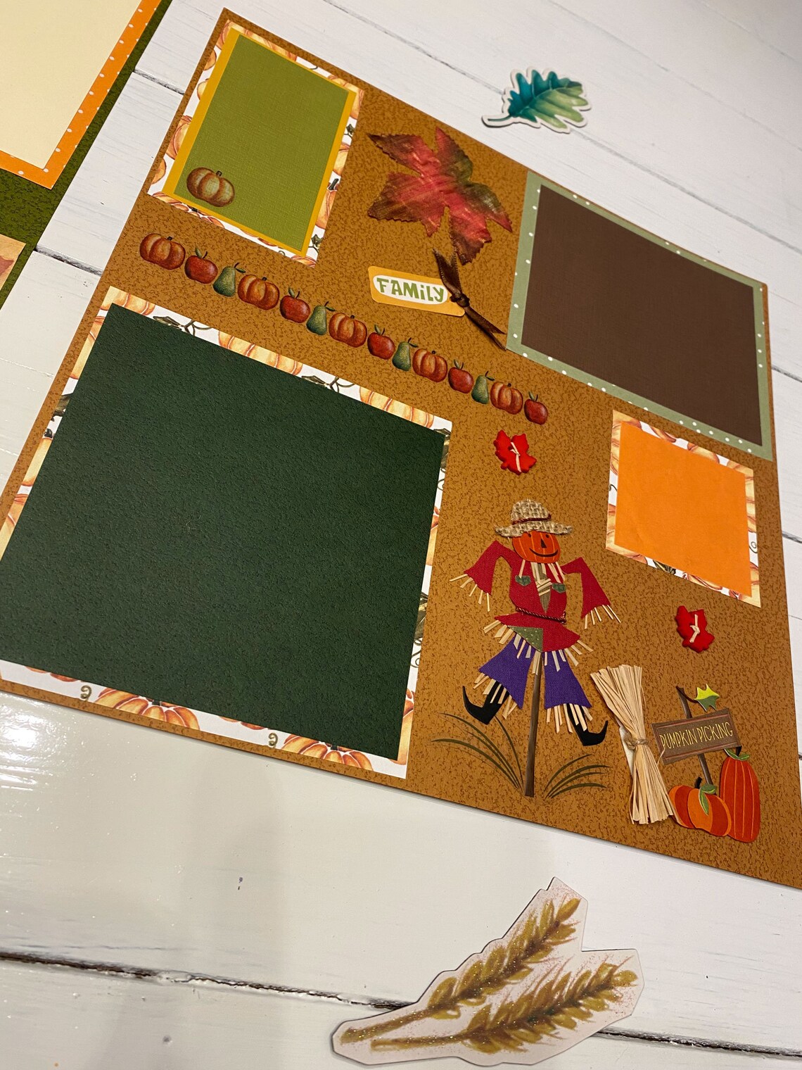 12X12 FALL Scrapbook Page 12X12 Premade Scrapbook Page Embellished