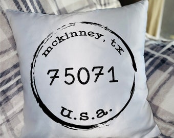 Personalized Zip Code Throw Pillow CASE | Family Gift | Birthday Gift | Housewarming | Wedding | Bridal