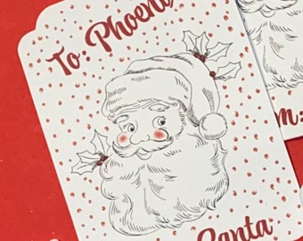 Etiquetas de regalo personalizadas de Papá Noel / Etiquetas vintage para regalos de Navidad