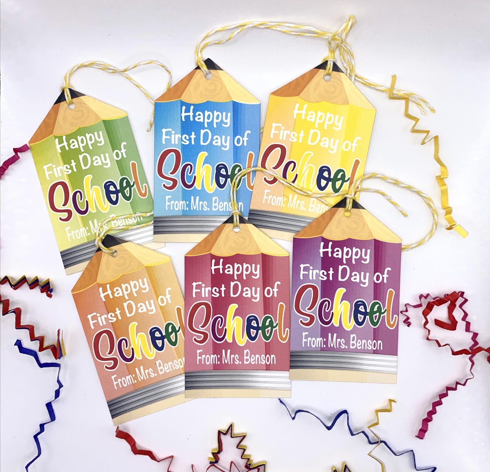 Pencil Gift Tags | First Day of School, Classroom Set of 6 - Etsy