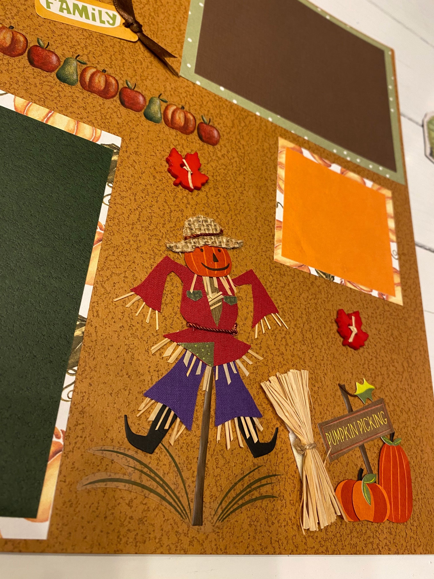 12X12 FALL Scrapbook Page 12X12 Premade Scrapbook Page Embellished