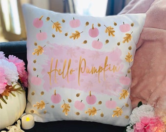 Pink Pumpkin Fall Throw Pillow Case | Autumn Decor
