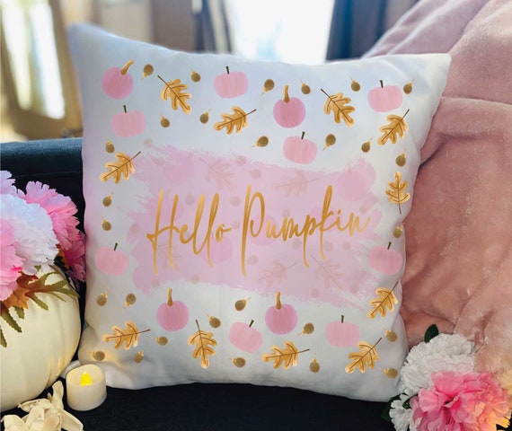 Pink Pumpkin Fall Throw Pillow Case | Autumn Decor
