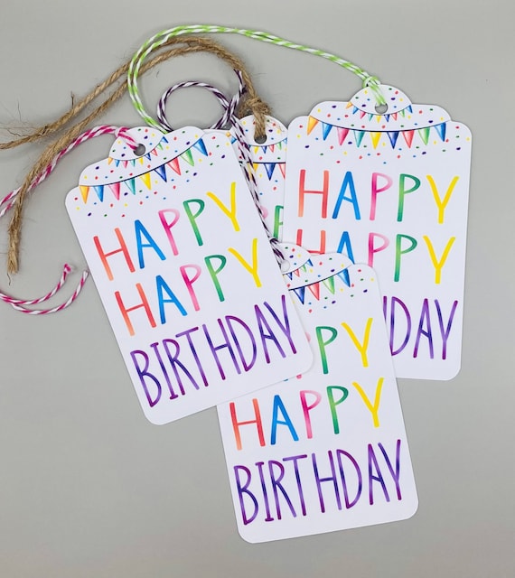 Watercolor Happy Birthday Gift Tags | Card Stock Tags