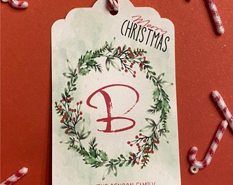Personalized Wreath Gift Tags | Christmas Gift Tags | Wreath Gift Tags | Watercolor Gift Tags | Initial Gift Tag