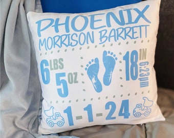 Personalized Baby Boy Birth Pillowcase