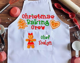 Delantal navideño personalizado para niños / Regalo para el equipo de repostería