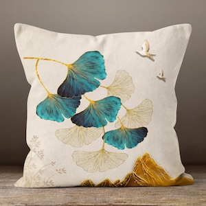 Ginkgo Leaf Cushion Cover, Elegant Ginkgo Biloba Pillow, Modern Pillow Cover, Abstract Pillowcase, Decorative Pillowcase, Botanical Cushion
