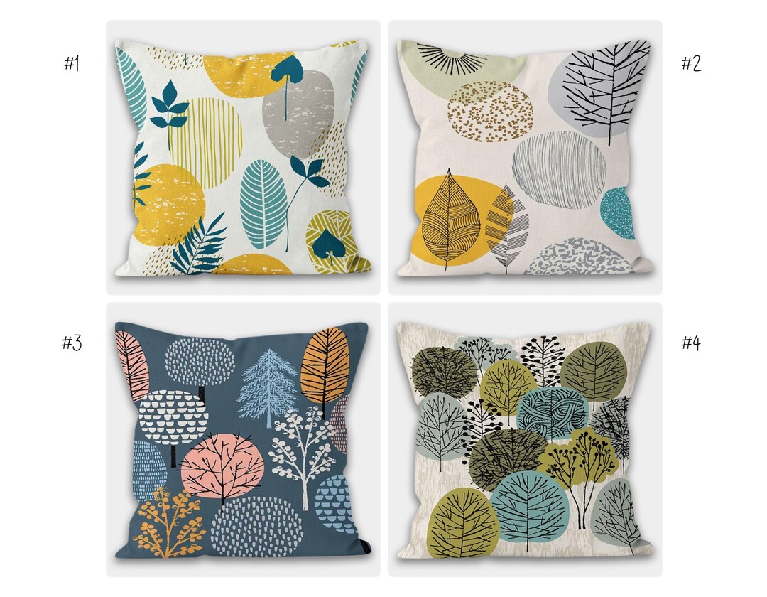 Abstract Tree Pillowcase Tree Drawing Pillowcase Boho Pillow Etsy