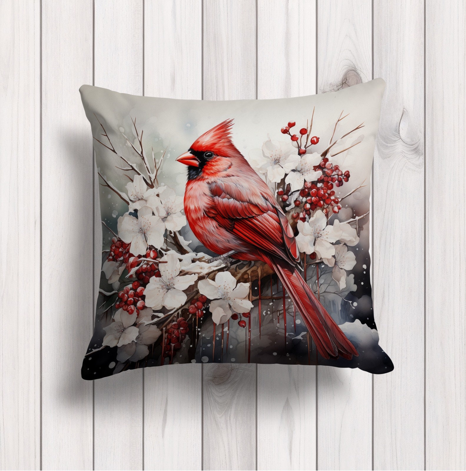 Floral Bird Pillow Case, Decorative Bird Pillow Cover, Bird Cage Pillow