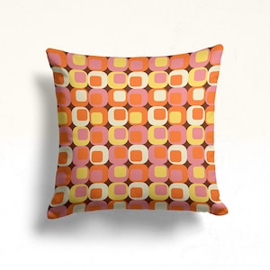 Retro Geometric Throw Pillow Cover, Mid-Century Modern Cushion, Geometric cushion, 70&#39;s Cushion Cover, Retro Pillowcase, Geometrik Pillow