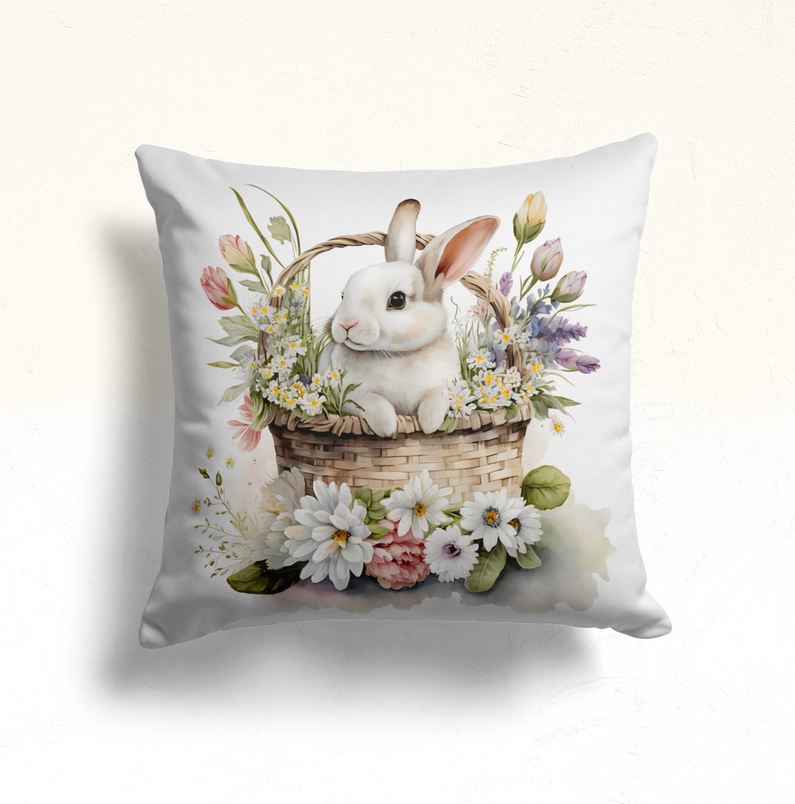 Easter Bunny Pillow Cover, Easter Egg Pillowcase, Easter Pillow Cover