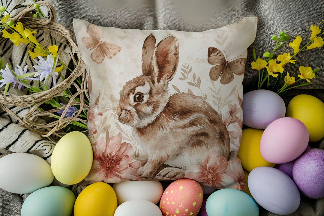 Easter Bunny Pillow Cover, Easter Egg Pillowcase, Easter Pillow Cover ...