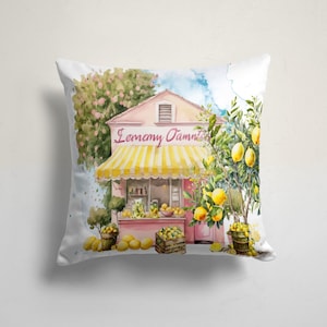 Lemonade Stand Pillow Cover, Sweet Lemon Decor Throw Pillow, Cottagecore Lemonade Stand Pillow, Shabby Chic Lemon Pillow Case
