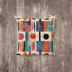 Abstract Brushstroke Chair Cushion: Modern Art Decor, 17&quot;x17&quot;