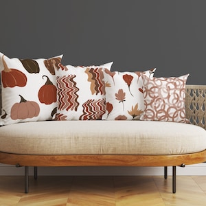 Fall Harvest Pillow Cover Set, Autumn Pumpkin Leaf Cushion, Autumn Flower Pillow Case, Pumpkin Pillow Cover, Decorative Cushion Cover