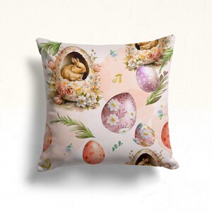 Funda de almohada con forma de huevo de Pascua, funda de cojín con diseño de Pascua, funda de almohada con diseño de conejito de Pascua, funda de almohada de Pascua, fundas de almohada de Pascua, regalo de Pascua