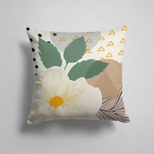 Blush Pink Floral Pillow Cover: Abstract Pastel Throw Pillow
