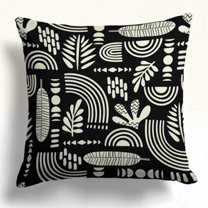Minimalist Geometric Cushion Cover, Black and White Abstract Pattern Throw Pillow Cover, Contemporary Boho Pillow Sham, Abstract Pillowcase