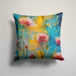 Botanical Dandelion Pillow Cover: Pastel Floral Cushion Case