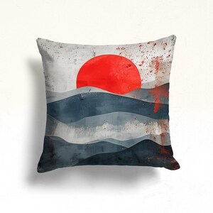 Abstract Pillow Cover, Sunset View Pillowcase, Abstract Modern Style Throw, Modern & Boho Throw Pillow, Mountain Pattern Pillow