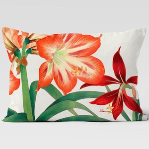 Elegante kussenhoes met amaryllisbloempatroon, romantische kussenhoes met vlinder- en bloempatroon, kussensloop met kleurrijke bloemen